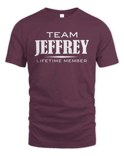 JEFFREY BL62-K4-128 - Personalized “Team NAME Lifetime Member” - Unisex Standard T-Shirt - Maroon
