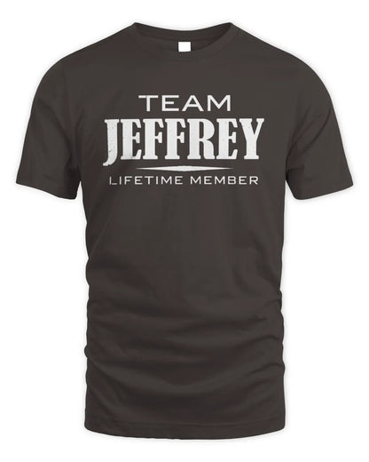 JEFFREY BL62-K4-128 - Personalized “Team NAME Lifetime Member” - Unisex Standard T-Shirt - Dark Chocolate