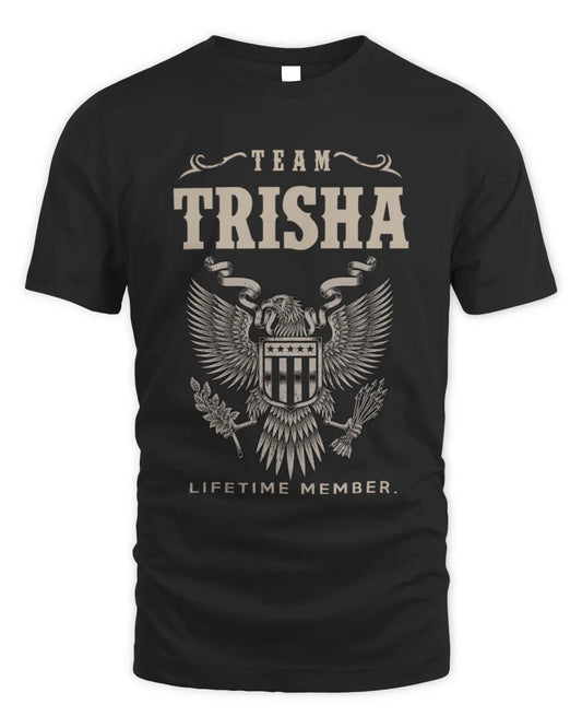 TRISHA TP06-K82 – Personalized Classic Style Apparel “Team NAME Lifetime Member” - Unisex Standard T-Shirt - Black