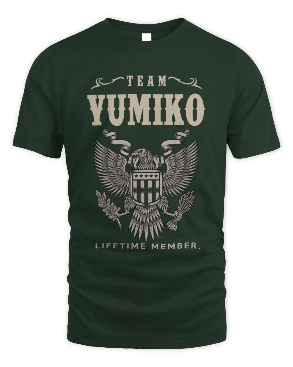 YUMIKO TP06-K82 – Personalized Classic Style Apparel “Team NAME Lifetime Member” - Unisex Standard T-Shirt - Forest Green