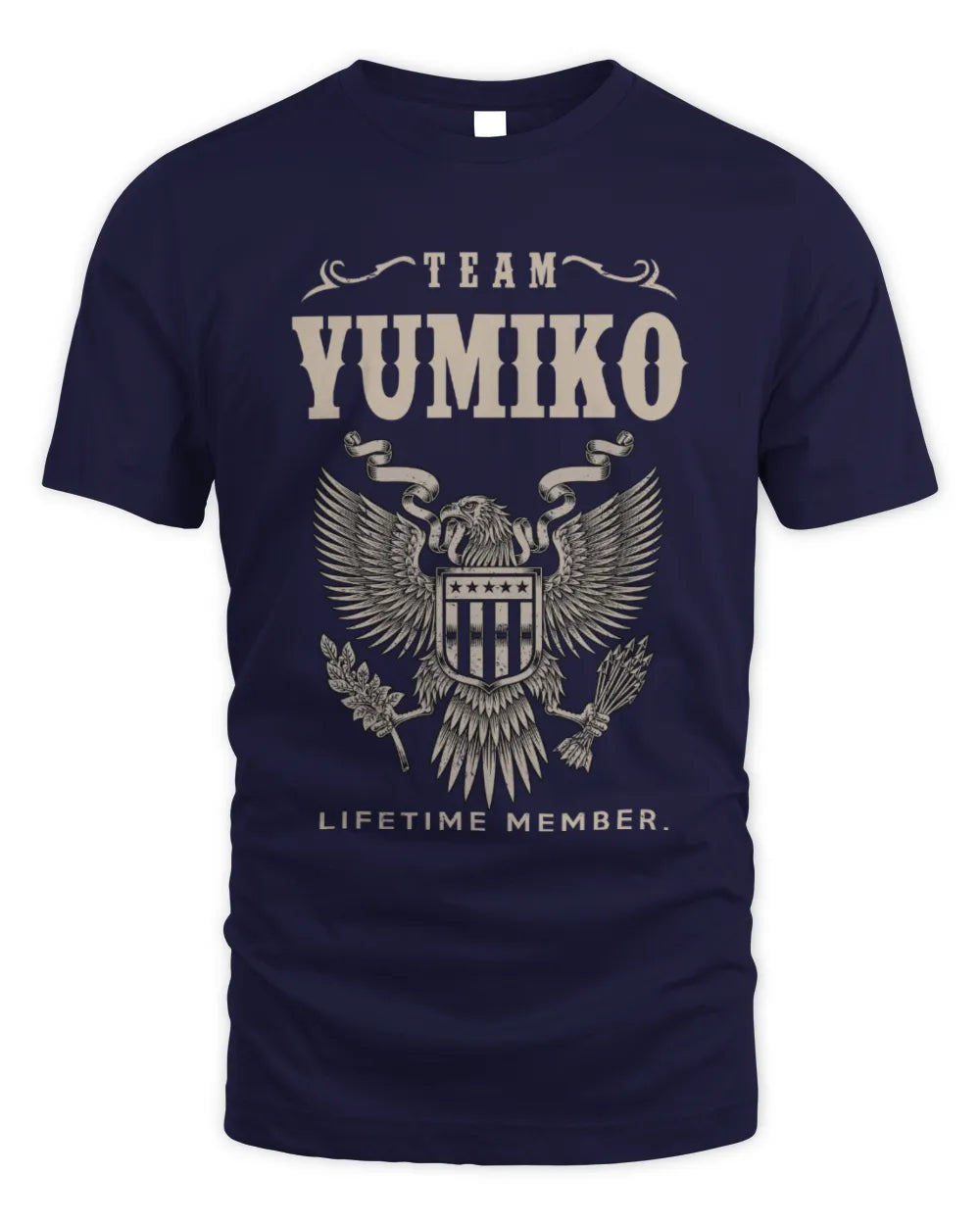YUMIKO TP06-K82 – Personalized Classic Style Apparel “Team NAME Lifetime Member” - Unisex Standard T-Shirt - Navy
