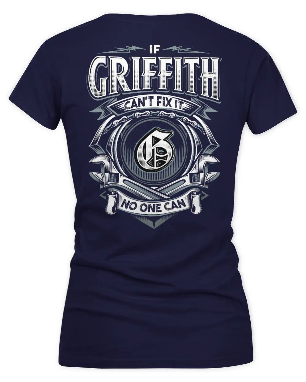 GRIFFITH AP81-K4-626 - Personalized Ahmed Quote Apparel “If Ahmed Can't Fix It, No One Can” - Women's V-Neck T-Shirt - Navy