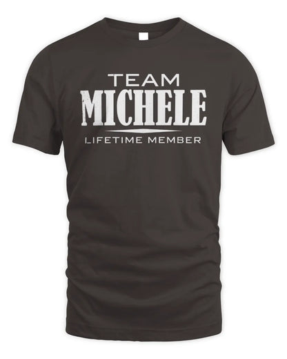 MICHELE BL62-K4-128 - Personalized “Team NAME Lifetime Member” - Unisex Standard T-Shirt - Dark Chocolate