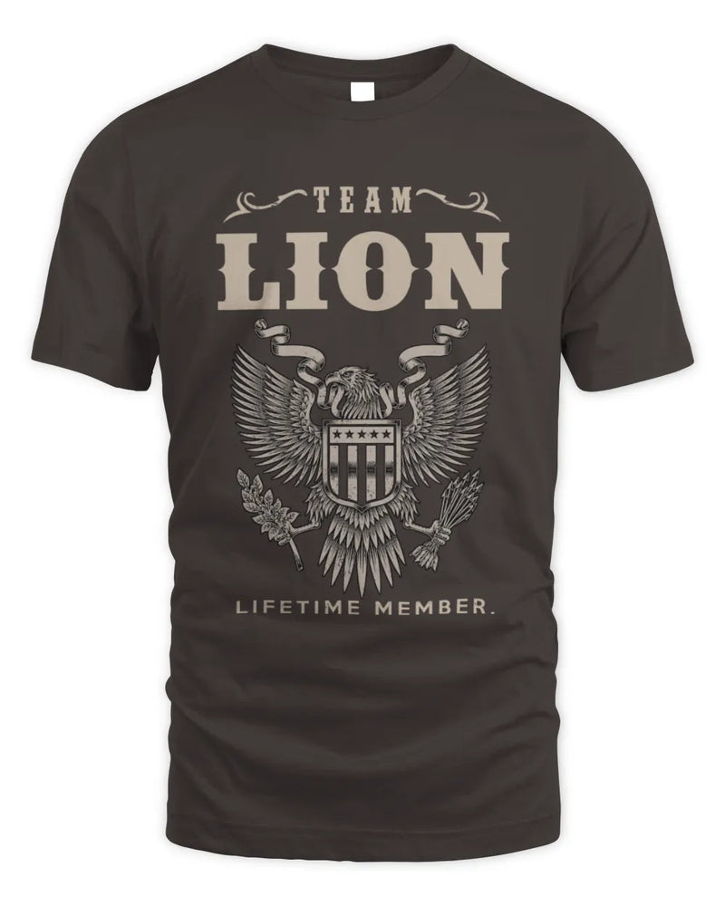 LION TP06-K82 – Personalized Classic Style Apparel “Team NAME Lifetime Member” - Unisex Standard T-Shirt - Dark Chocolate