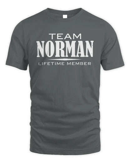 NORMAN BL62-K4-128 - Personalized “Team NAME Lifetime Member” - Unisex Standard T-Shirt - Charcoal