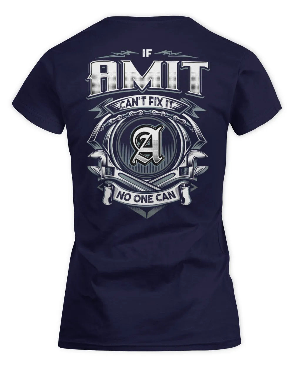 AMIT AP81-K4-626 - Personalized Ahmed Quote Apparel “If Ahmed Can't Fix It, No One Can” - Women's Standard T-Shirt - Navy