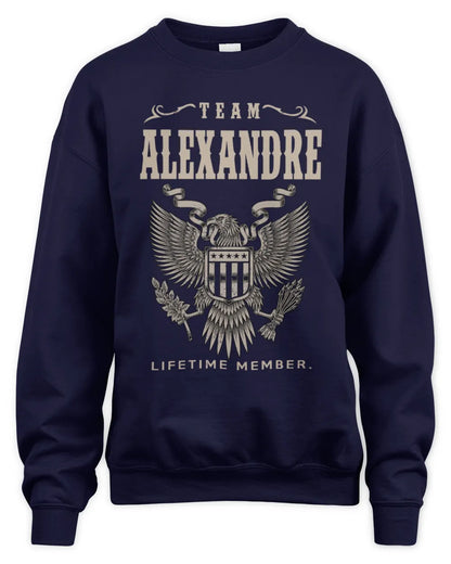 ALEXANDRE TP06-K82 – Personalized Classic Style Apparel “Team NAME Lifetime Member” - Unisex Sweatshirt - Navy