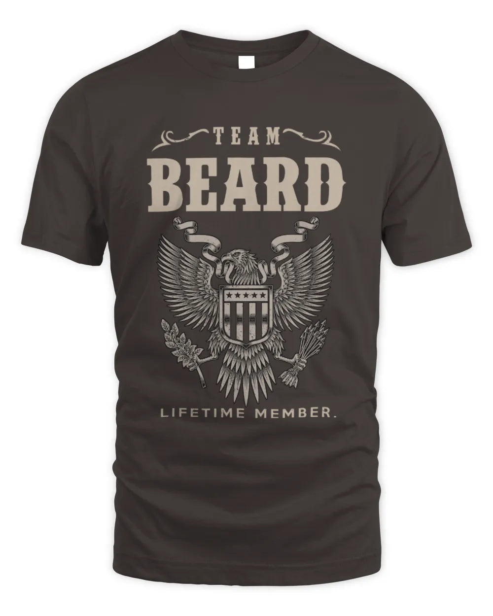 BEARD TP06-K82 – Personalized Classic Style Apparel “Team NAME Lifetime Member” - Unisex Standard T-Shirt - Dark Chocolate