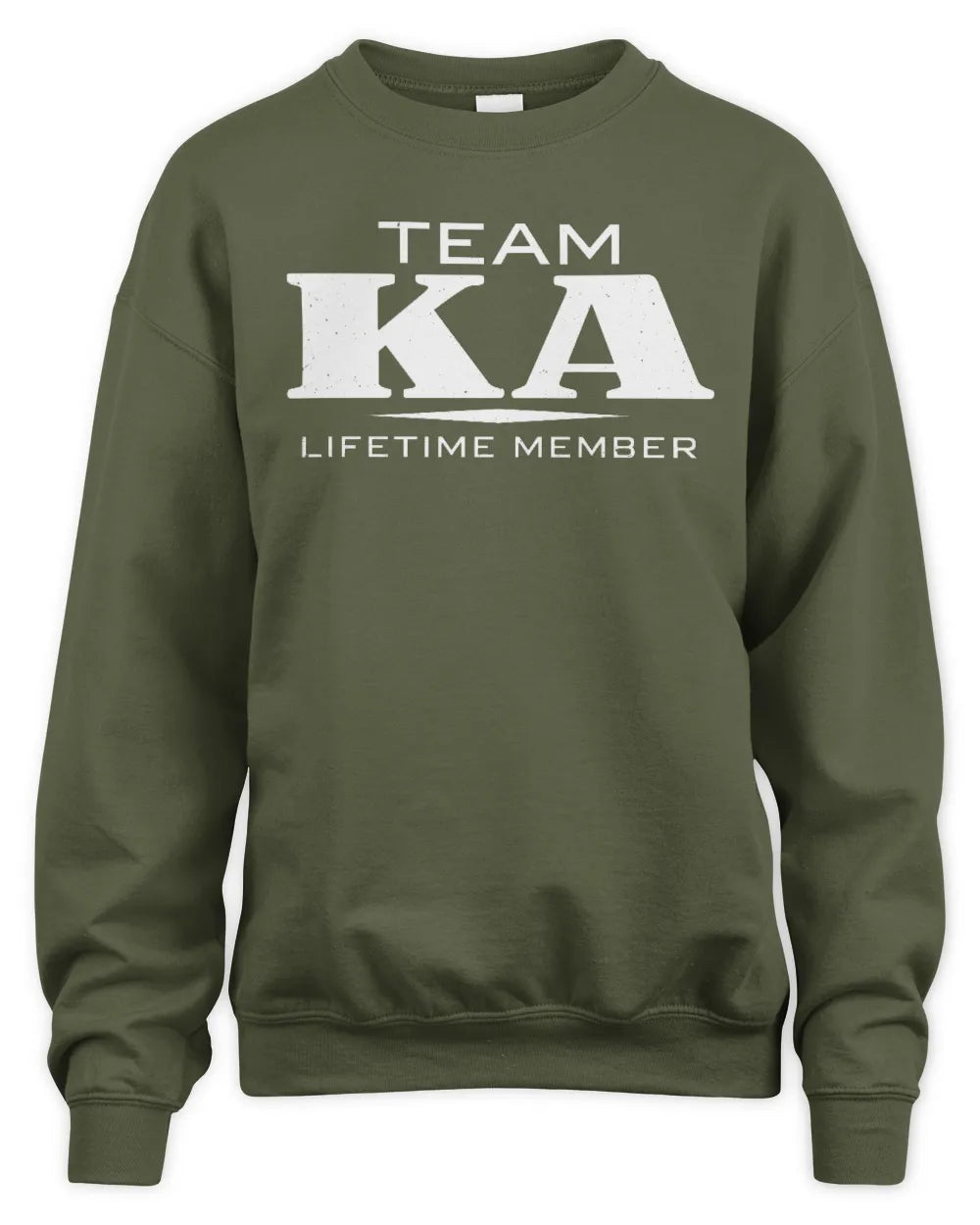 KA BL62-K4-128 - Personalized “Team NAME Lifetime Member” - Unisex Sweatshirt - Military Green