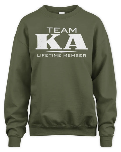 KA BL62-K4-128 - Personalized “Team NAME Lifetime Member” - Unisex Sweatshirt - Military Green