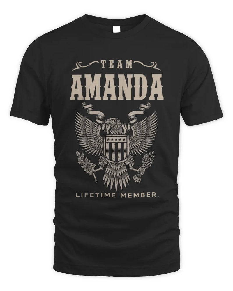 AMANDA TP06-K82 – Personalized Classic Style Apparel “Team NAME Lifetime Member” - Unisex Standard T-Shirt - Black