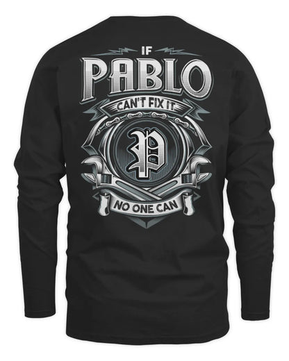 PABLO AP81-K4-626 - Personalized Ahmed Quote Apparel “If Ahmed Can't Fix It, No One Can” - Men's Long Sleeved T-Shirt - Black