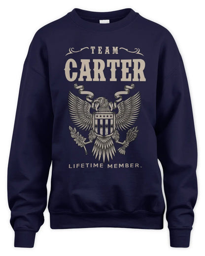 CARTER TP06-K82 – Personalized Classic Style Apparel “Team NAME Lifetime Member” - Unisex Sweatshirt - Navy
