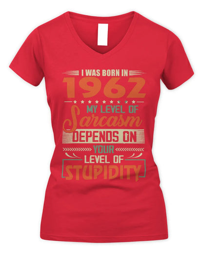 1962 HH89-K2 – Vintage Born to Be Sarcastic T-Shirt - Women's V-Neck T-Shirt - Red