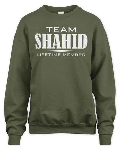 SHAHID BL62-K4-128 - Personalized “Team NAME Lifetime Member” - Unisex Sweatshirt - Military Green