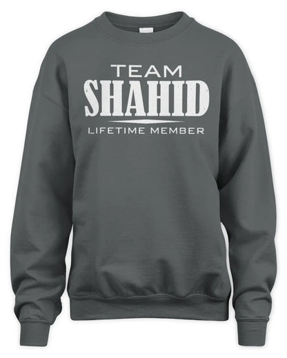 SHAHID BL62-K4-128 - Personalized “Team NAME Lifetime Member” - Unisex Sweatshirt - Charcoal