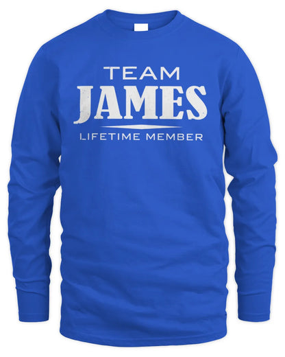 JAMES BL62-K4-128 - Personalized “Team NAME Lifetime Member” - Men's Long Sleeved T-Shirt - Royal