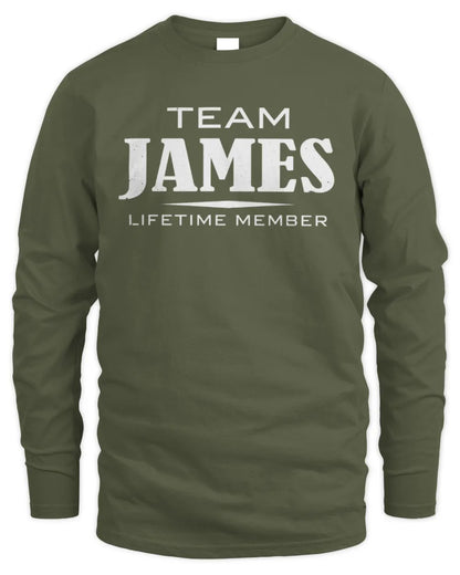 JAMES BL62-K4-128 - Personalized “Team NAME Lifetime Member” - Men's Long Sleeved T-Shirt - Military Green