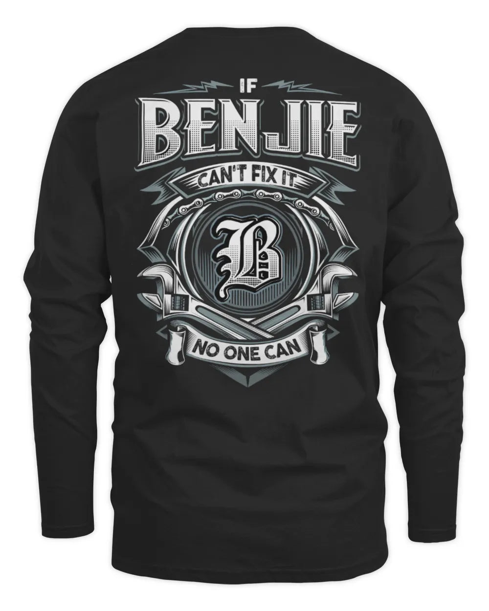 BENJIE AP81-K4-626 - Personalized Ahmed Quote Apparel “If Ahmed Can't Fix It, No One Can” - Men's Long Sleeved T-Shirt - Black
