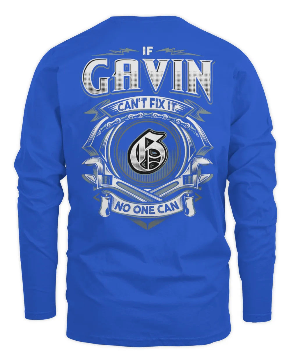 GAVIN AP81-K4-626 - Personalized Ahmed Quote Apparel “If Ahmed Can't Fix It, No One Can” - Men's Long Sleeved T-Shirt - Royal