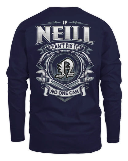 NEILL AP81-K4-626 - Personalized Ahmed Quote Apparel “If Ahmed Can't Fix It, No One Can” - Men's Long Sleeved T-Shirt - Navy