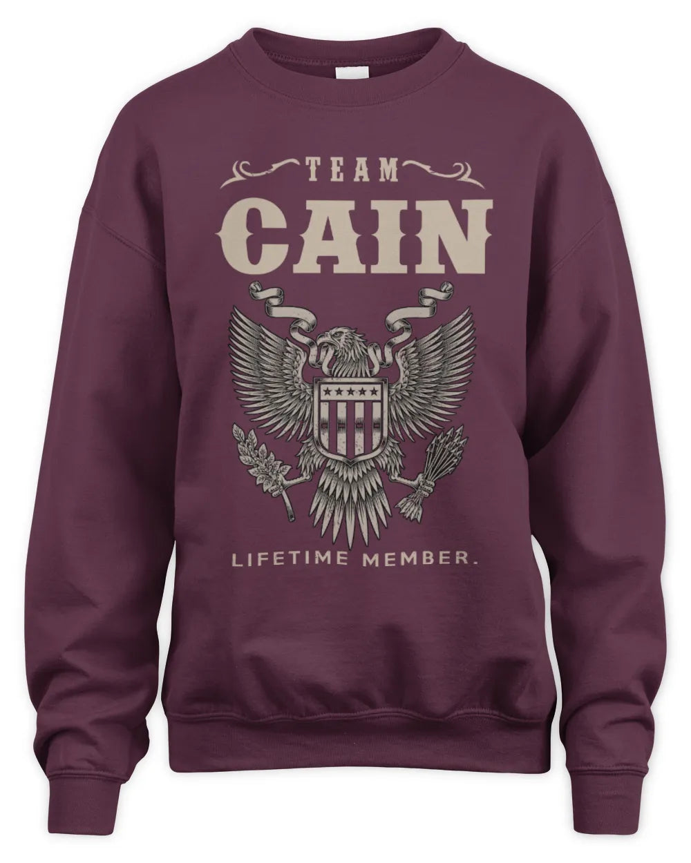 CAIN TP06-K82 – Personalized Classic Style Apparel “Team NAME Lifetime Member” - Unisex Sweatshirt - Maroon