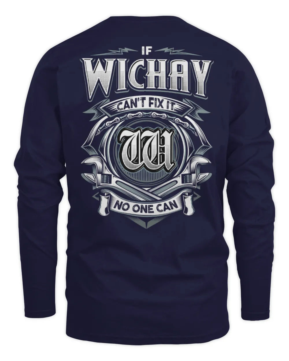 WICHAY AP81-K4-626 - Personalized Ahmed Quote Apparel “If Ahmed Can't Fix It, No One Can” - Men's Long Sleeved T-Shirt - Navy
