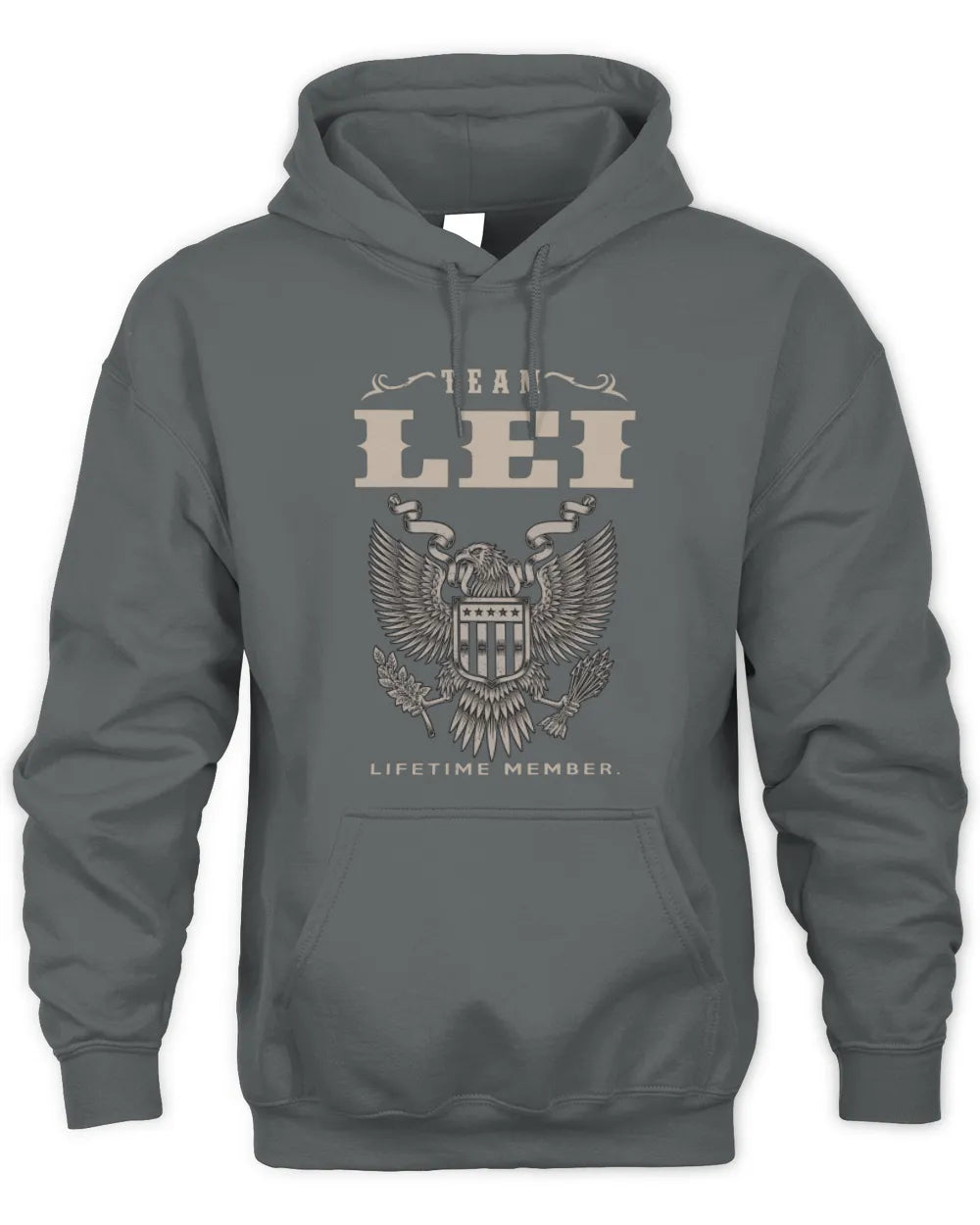 LEI TP06-K82 – Personalized Classic Style Apparel “Team NAME Lifetime Member” - Unisex Hoodie - Charcoal