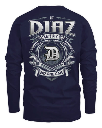 DIAZ AP81-K4-626 - Personalized Ahmed Quote Apparel “If Ahmed Can't Fix It, No One Can” - Men's Long Sleeved T-Shirt - Navy