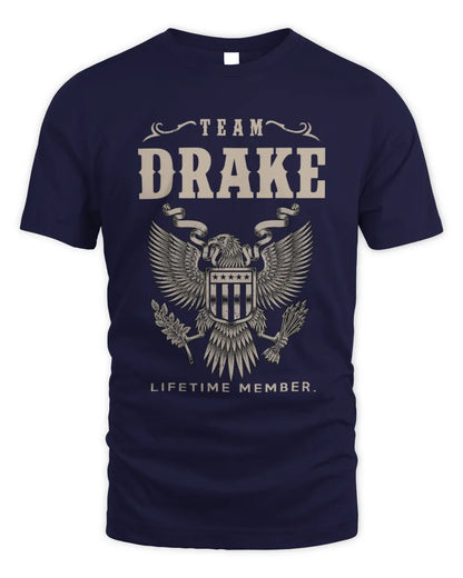 DRAKE TP06-K82 – Personalized Classic Style Apparel “Team NAME Lifetime Member” - Unisex Standard T-Shirt - Navy