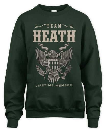 HEATH TP06-K82 – Personalized Classic Style Apparel “Team NAME Lifetime Member” - Unisex Sweatshirt - Forest Green
