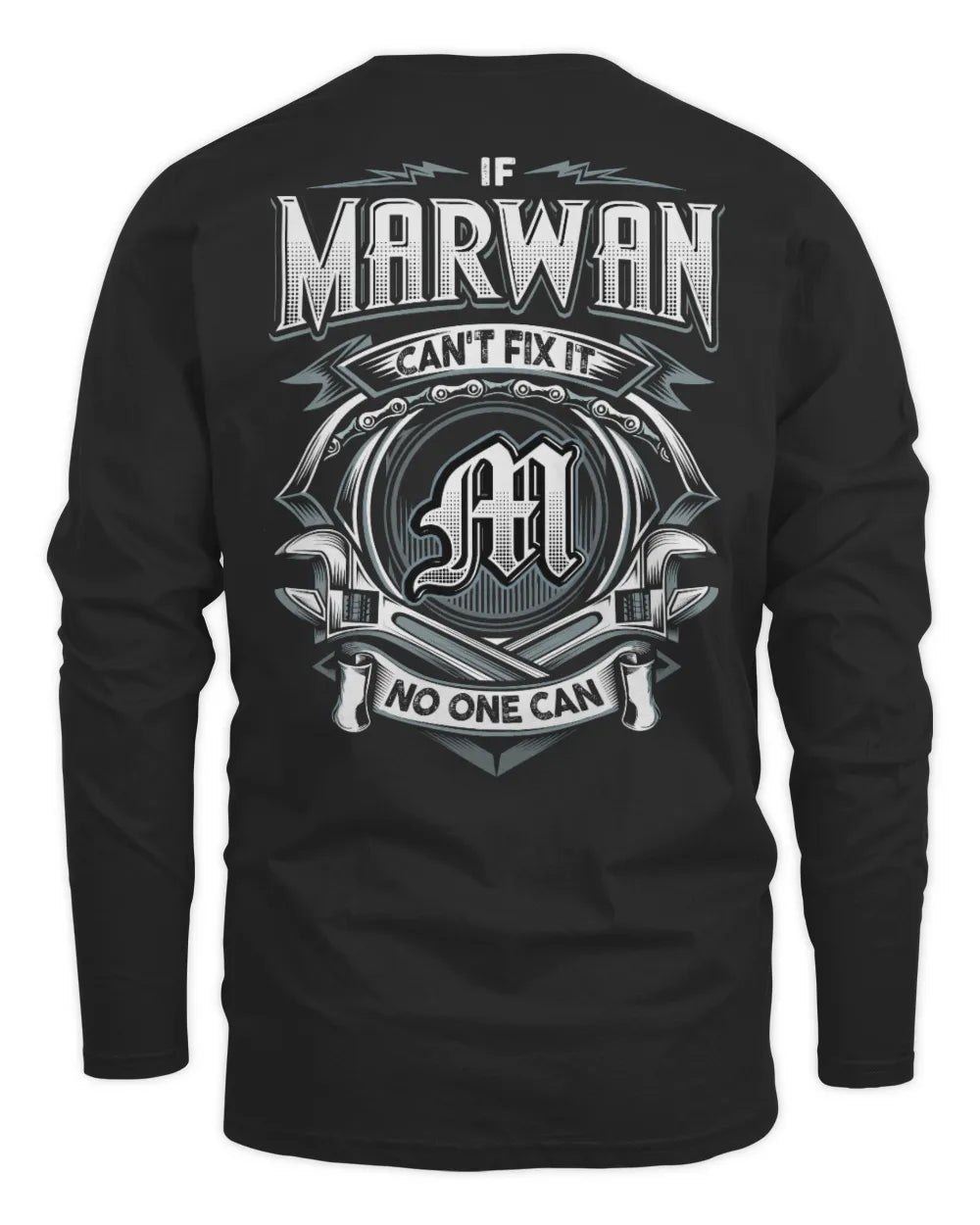MARWAN AP81-K4-626 - Personalized Ahmed Quote Apparel “If Ahmed Can't Fix It, No One Can” - Men's Long Sleeved T-Shirt - Black