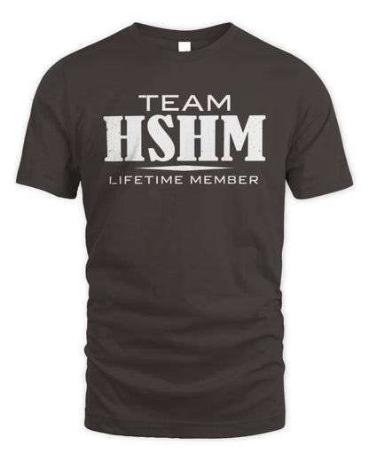 HSHM BL62-K4-128 - Personalized “Team NAME Lifetime Member” - Unisex Standard T-Shirt - Dark Chocolate