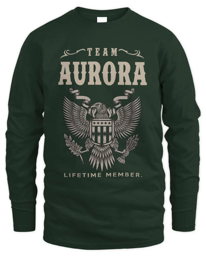 AURORA TP06-K82 – Personalized Classic Style Apparel “Team NAME Lifetime Member” - Men's Long Sleeved T-Shirt - Forest Green