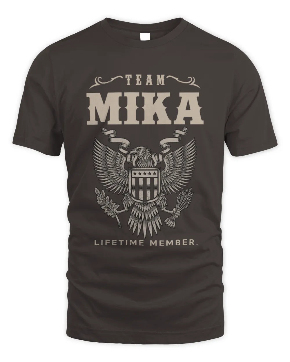 MIKA TP06-K82 – Personalized Classic Style Apparel “Team NAME Lifetime Member” - Unisex Standard T-Shirt - Dark Chocolate