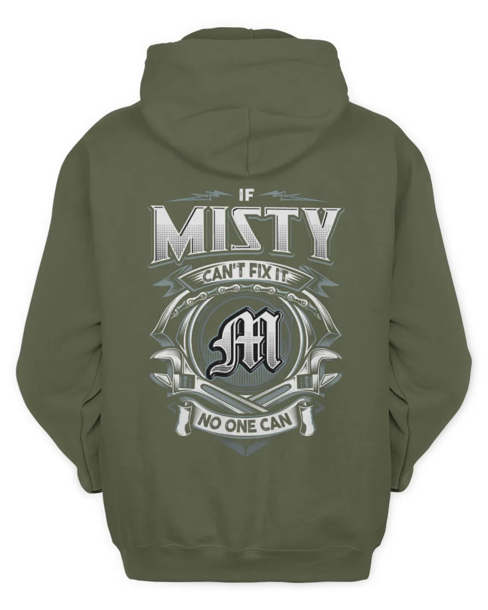 MISTY AP81-K4-626 - Personalized Ahmed Quote Apparel “If Ahmed Can't Fix It, No One Can” - Unisex Hoodie - Military Green