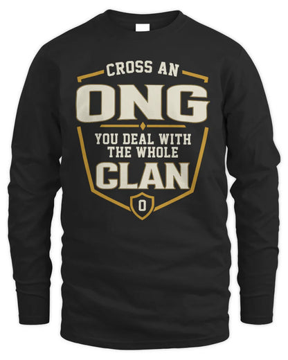 ONG NT1-K008 Cross A/An NAME, You Deal With the Whole Clan | Personalized Vintage T-Shirt - Men's Long Sleeved T-Shirt - Black