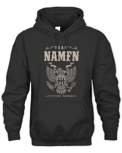 NAMFN TP06-K82 – Personalized Classic Style Apparel “Team NAME Lifetime Member” - Unisex Hoodie - Black