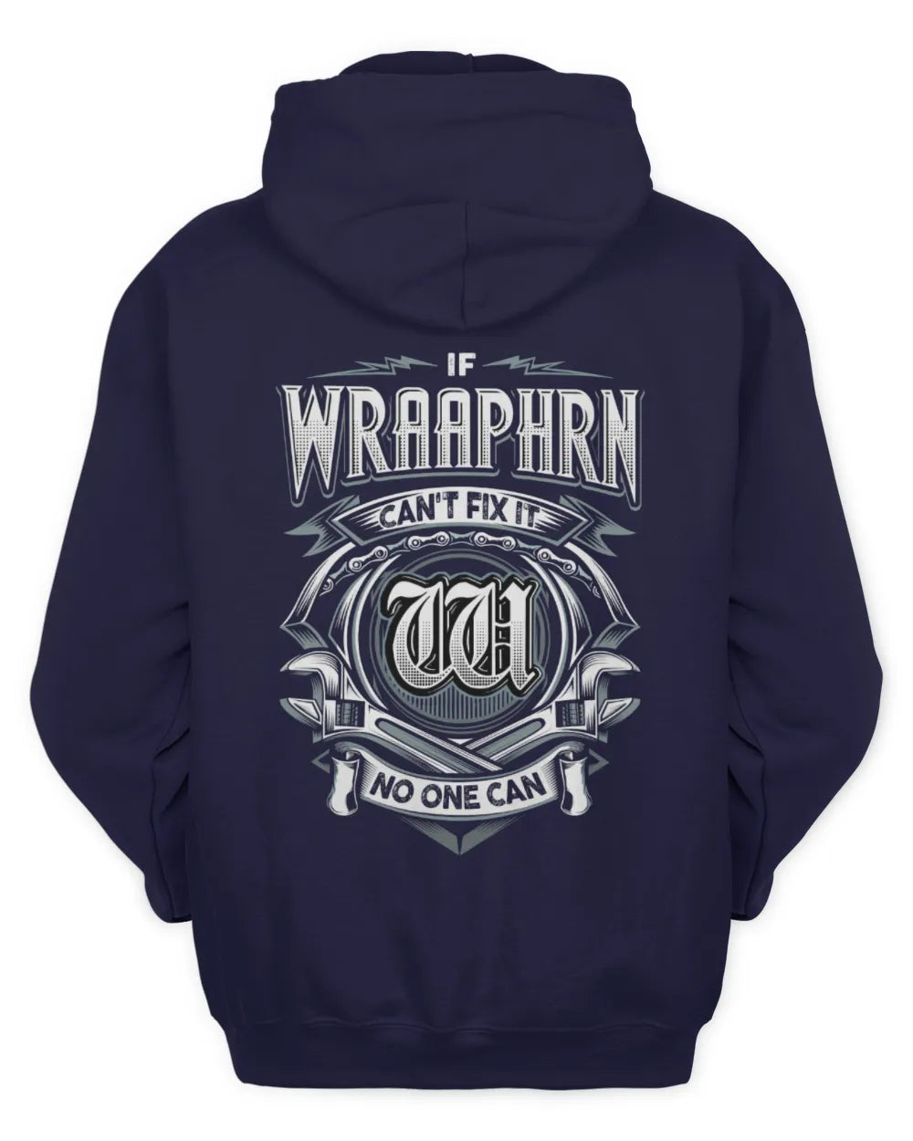 WRAAPHRN AP81-K4-626 - Personalized Ahmed Quote Apparel “If Ahmed Can't Fix It, No One Can” - Unisex Hoodie - Navy