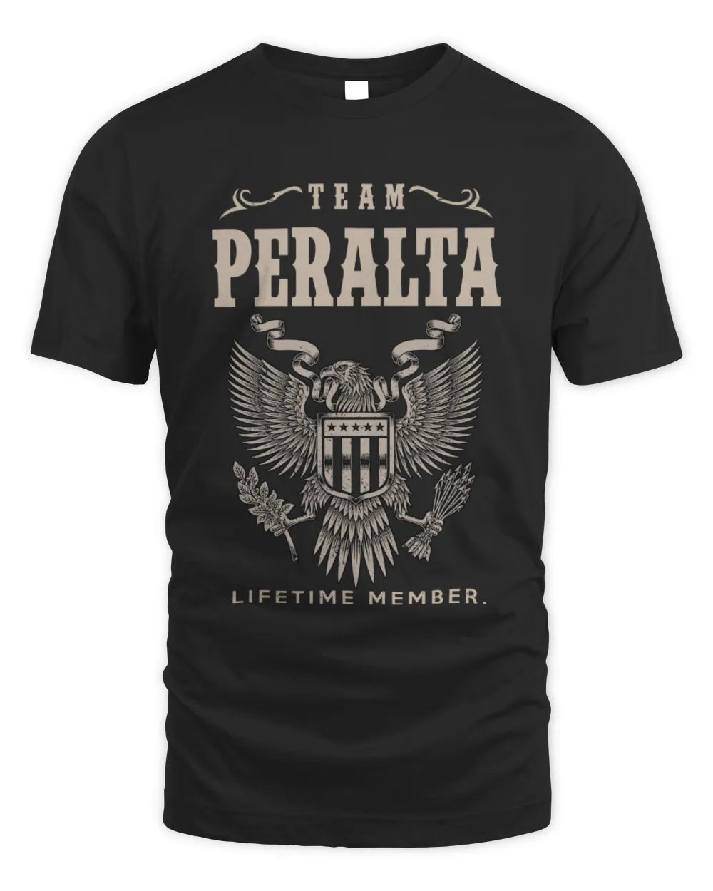PERALTA TP06-K82 – Personalized Classic Style Apparel “Team NAME Lifetime Member” - Unisex Standard T-Shirt - Black