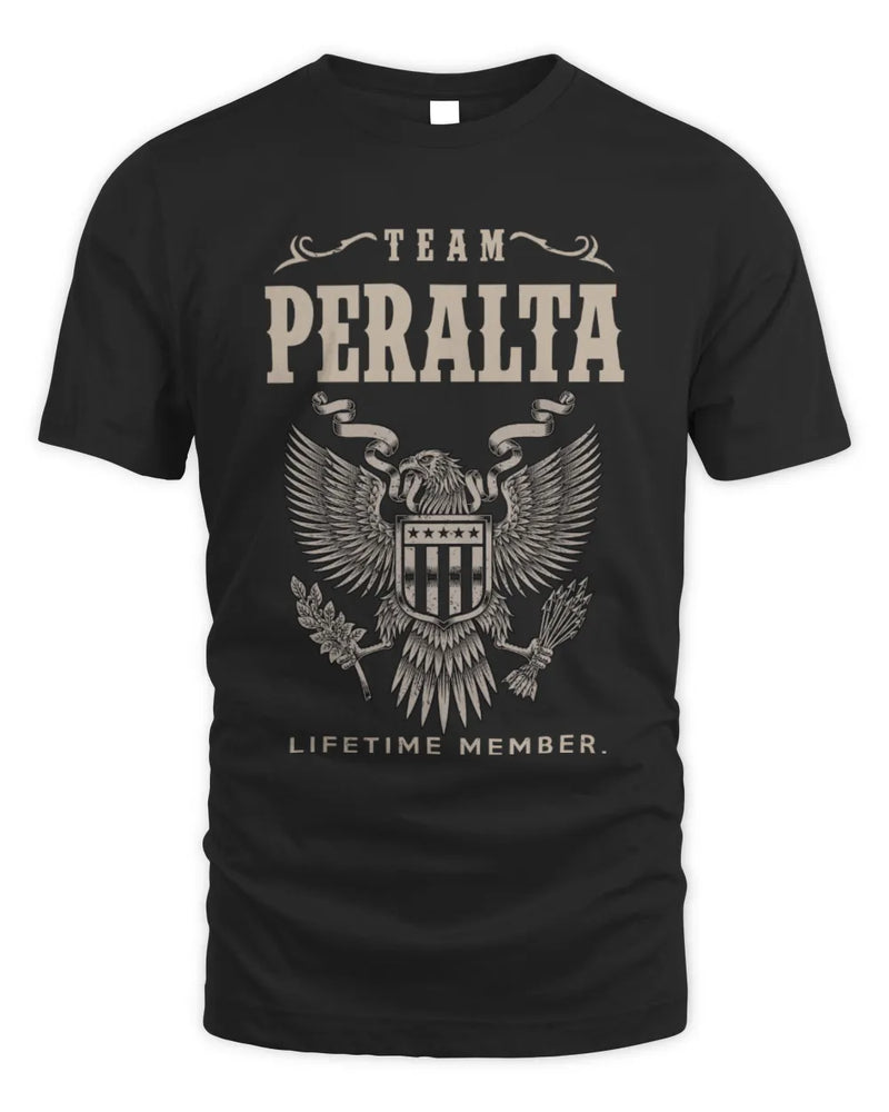 PERALTA TP06-K82 – Personalized Classic Style Apparel “Team NAME Lifetime Member” - Unisex Standard T-Shirt - Black