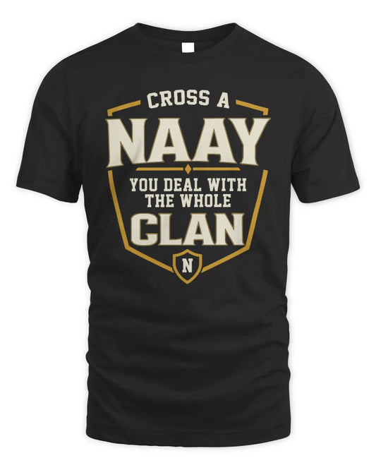 NAAY NT1-K008 Cross A/An NAME, You Deal With the Whole Clan | Personalized Vintage T-Shirt - Unisex Standard T-Shirt - Black