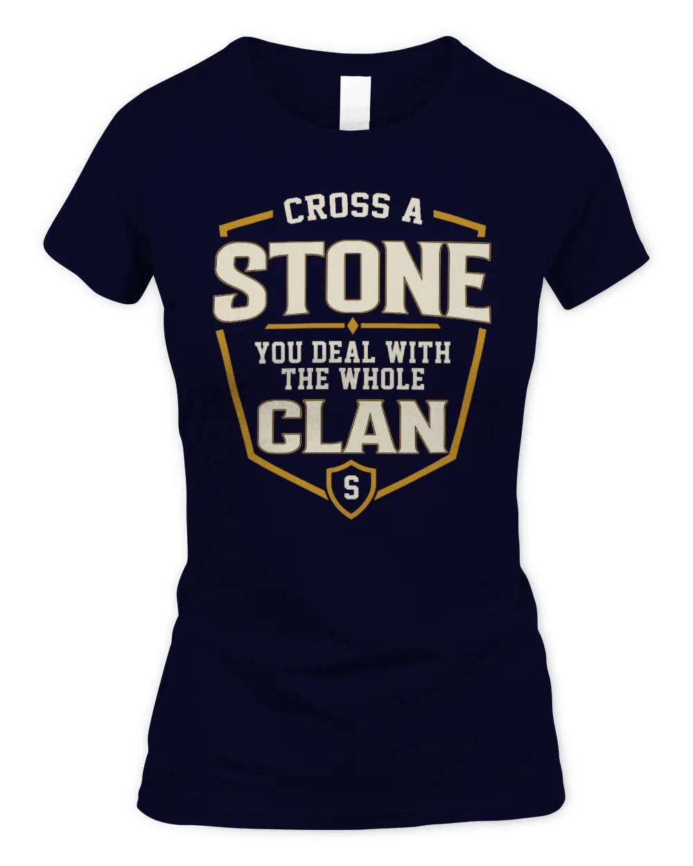 STONE NT1-K008 Cross A/An NAME, You Deal With the Whole Clan | Personalized Vintage T-Shirt - Women's Standard T-Shirt - Navy