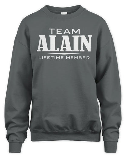 ALAIN BL62-K4-128 - Personalized “Team NAME Lifetime Member” - Unisex Sweatshirt - Charcoal