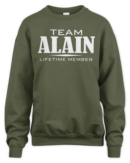 ALAIN BL62-K4-128 - Personalized “Team NAME Lifetime Member” - Unisex Sweatshirt - Military Green