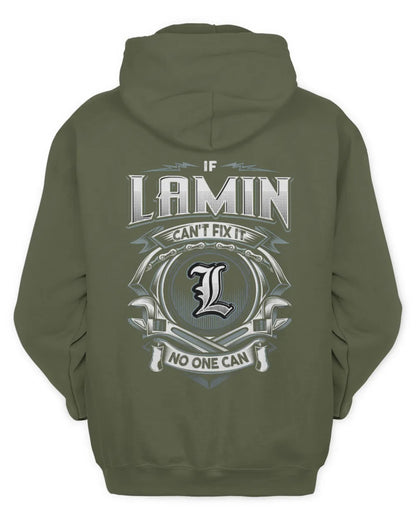 LAMIN AP81-K4-626 - Personalized Ahmed Quote Apparel “If Ahmed Can't Fix It, No One Can” - Unisex Hoodie - Military Green