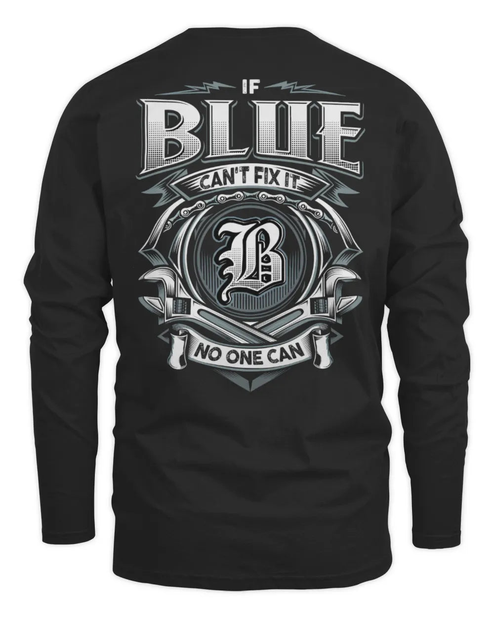 BLUE AP81-K4-626 - Personalized Ahmed Quote Apparel “If Ahmed Can't Fix It, No One Can” - Men's Long Sleeved T-Shirt - Black