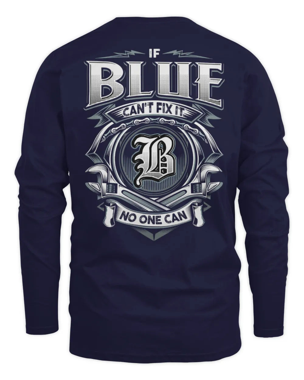 BLUE AP81-K4-626 - Personalized Ahmed Quote Apparel “If Ahmed Can't Fix It, No One Can” - Men's Long Sleeved T-Shirt - Navy