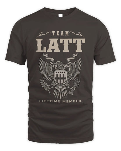 LATT TP06-K82 – Personalized Classic Style Apparel “Team NAME Lifetime Member” - Unisex Standard T-Shirt - Dark Chocolate