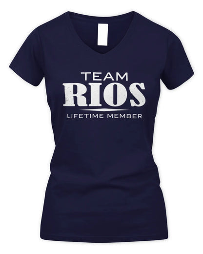 RIOS BL62-K4-128 - Personalized “Team NAME Lifetime Member” - Women's V-Neck T-Shirt - Navy